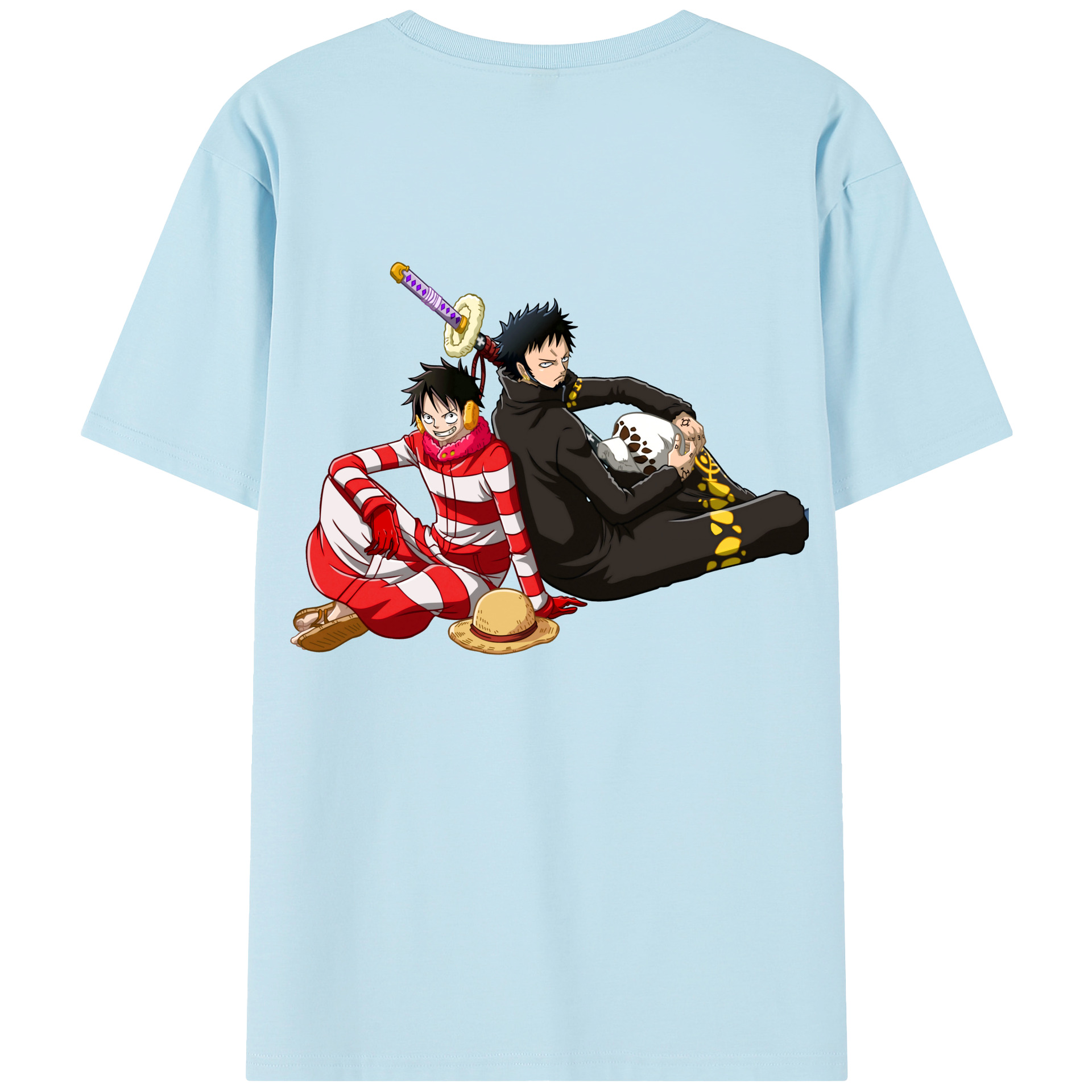 ワンピース モンキー・D・ルフィ ONE PIECE Monkey D. Luffy 綿100％半袖Tシャツ（背面プリント）